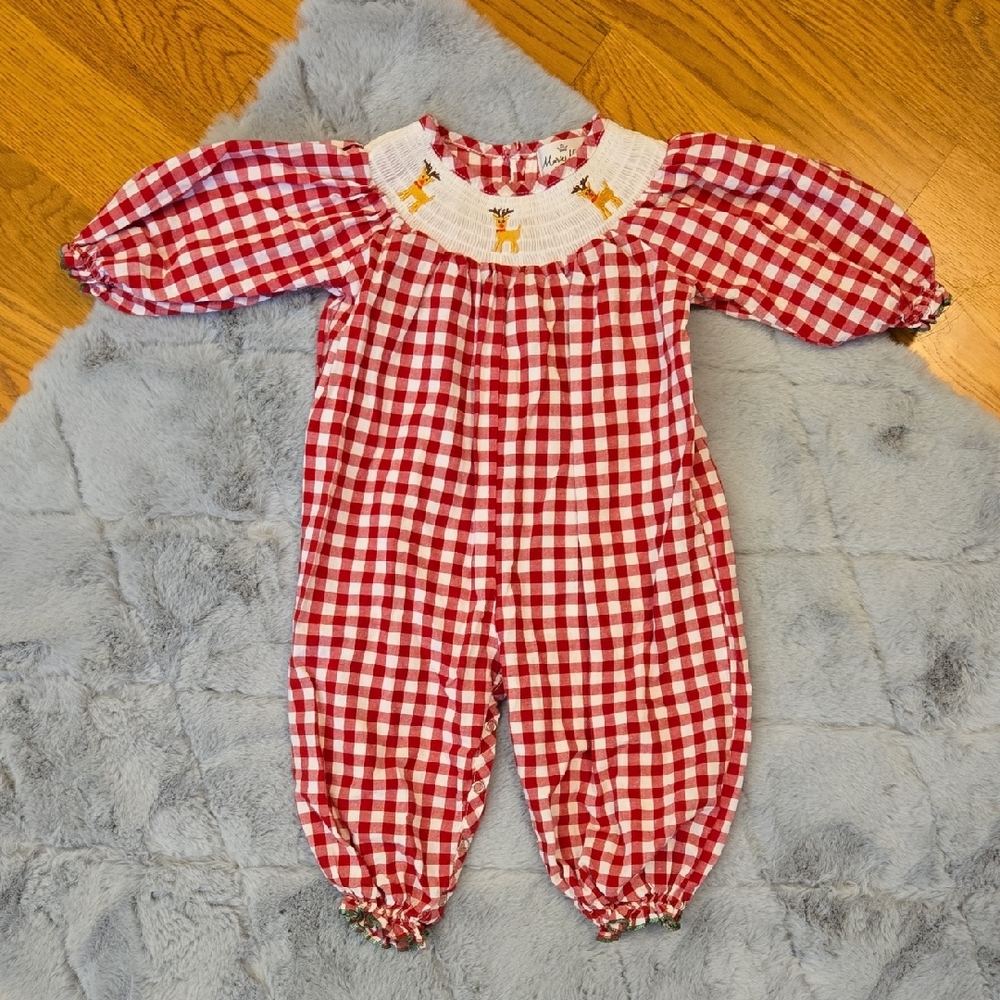 Marie Nicole Clothing Smocked Holiday Outfit, Infant 12-18 Month, Great Conditio
